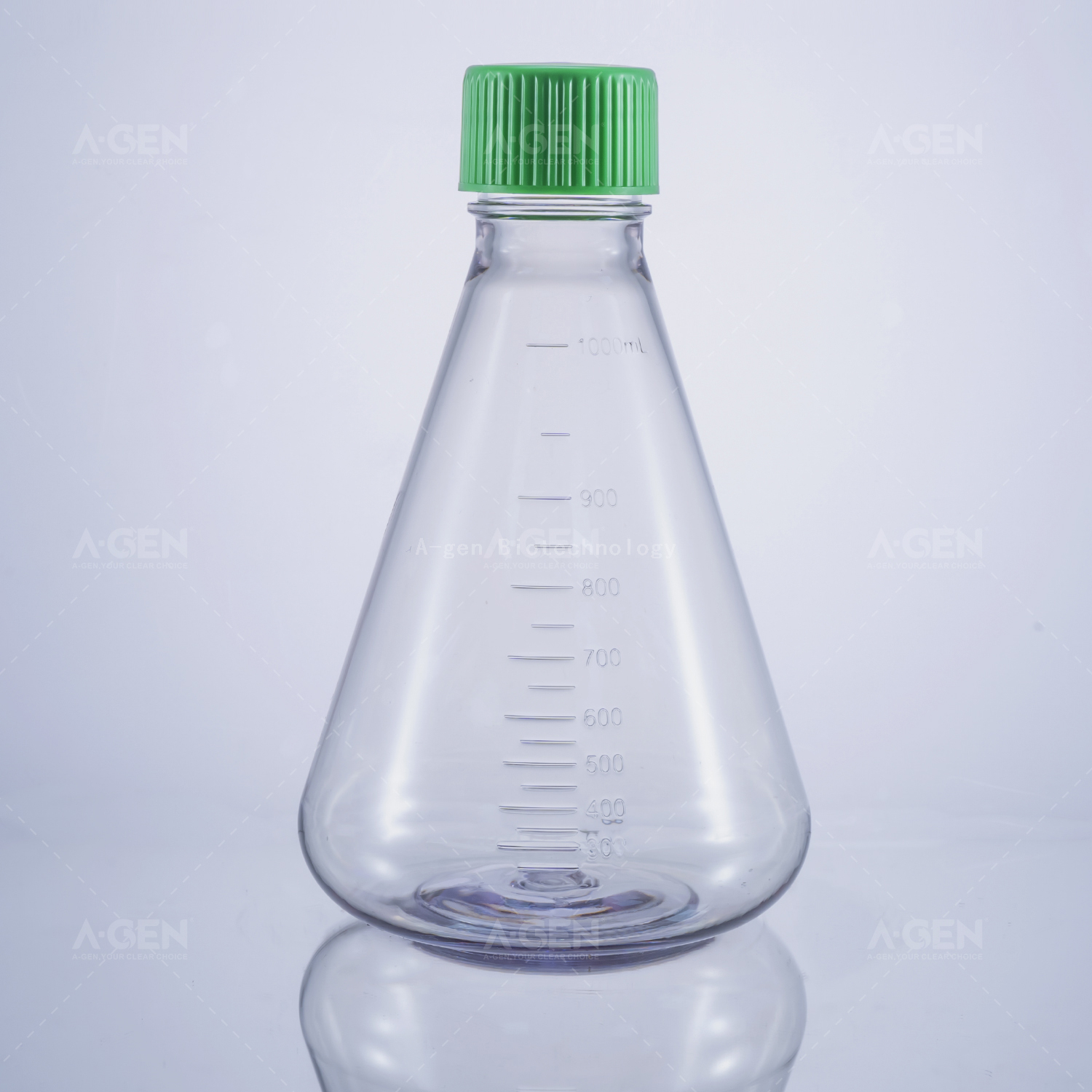 1L PC Sterile Sealed Cap 1000ml Breathable Cap Triangle Shaker Flask