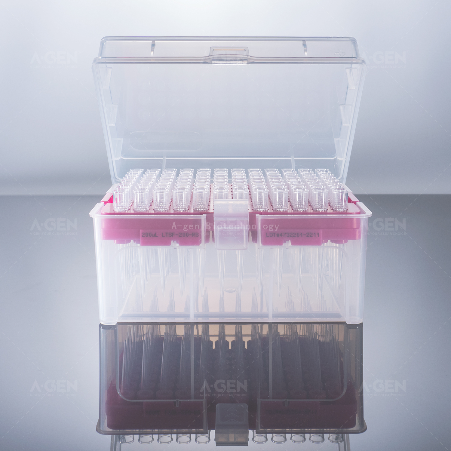 Sterilization Low Retention 200uLtransparent Filter LTS Tips with Packed in Rack