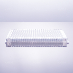 40μL，384 Well PCR plate, single corner cut,black mark,transparent frame+transparent tube