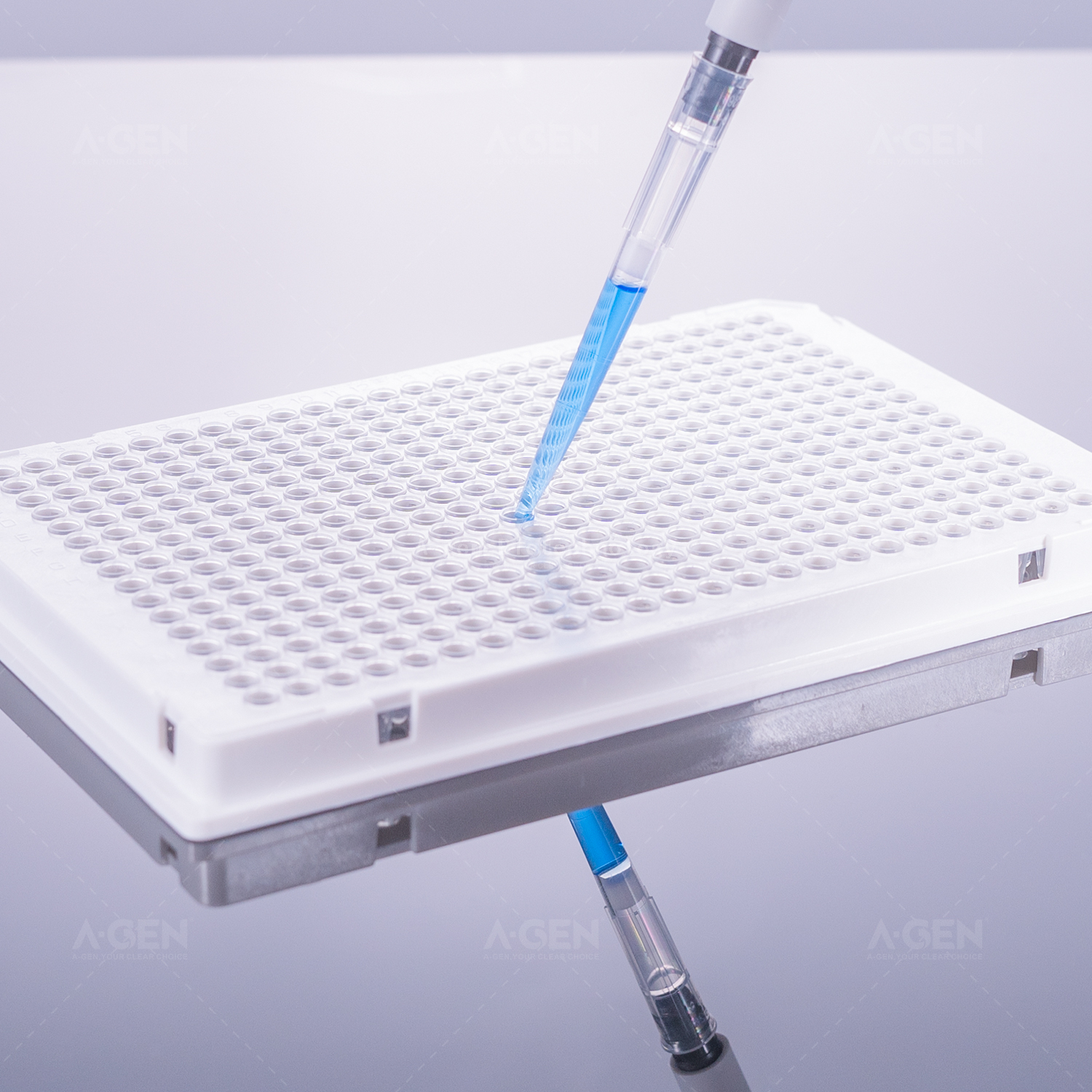 40μL，384 Well PCR plate, single corner cut,clear mark,White frame+transparent tube